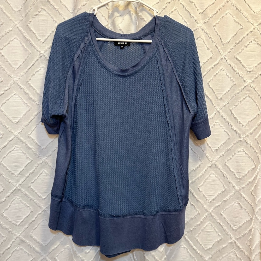 Blanc Noir Blue Waffle-Knit Tunic Top